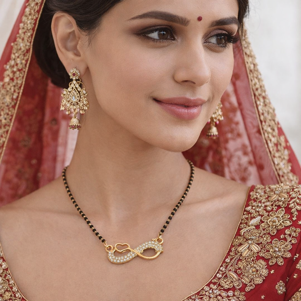 GlamiFab Gold Finish Infinity Mangalsutra Necklace