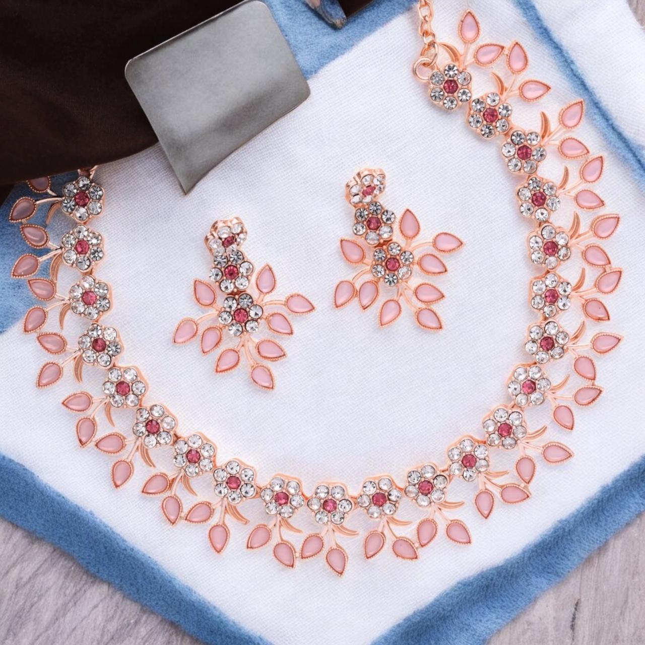 Eternal Bloom Collection – Exquisite Floral Necklace & Earrings